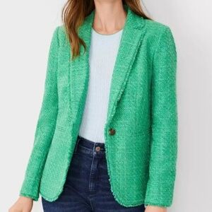Ann Taylor Hutton Blazer in Tweed - Bright Jade Green